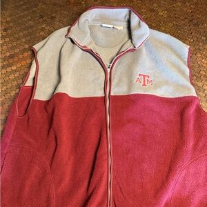 Men's Red and Gray Fleece Sweater Vest